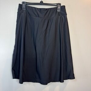 ModLi Black Modest Swim Skirt Skort Knee Length Built-in Shorts Womens L Beach